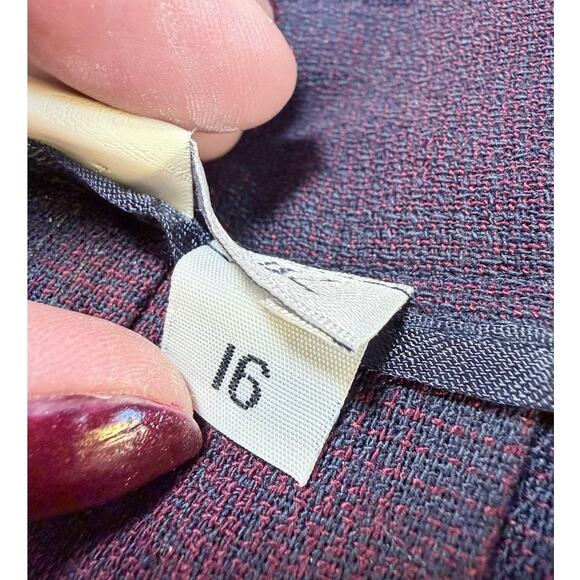 VTG JoS A Bank Pleated Plaid Skirt Wool Blend M Blue Red Heritage Brit Preppy - Picture 5 of 11